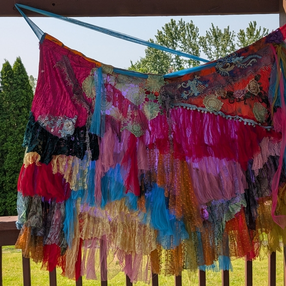 Colorful festival Boho Tulle Gypsy wrap lace Layer floral boho maxi skirt M L XL - Picture 10 of 12